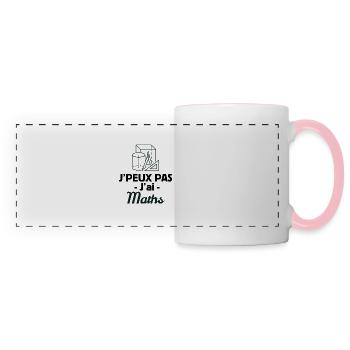 Je peux pas j'ai maths cadeau geek - Mug panoramique contrasté et blanc - blanc/rose - Devant