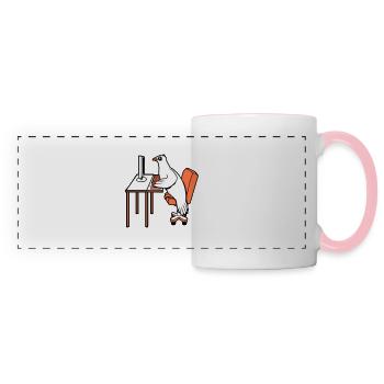 Pigeon Works Office Computer Keyboard Mouse Gamer - Panoramic Mug - white/pink - Front