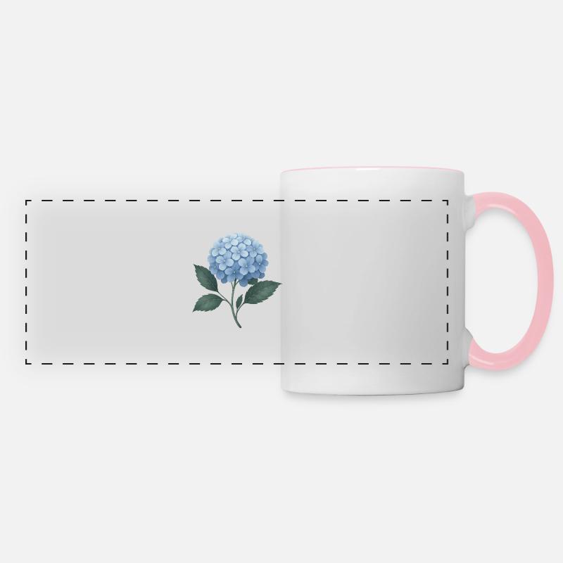 Hydrangea Magic – Blue Flower Ball - Panoramic Mug - white/pink
