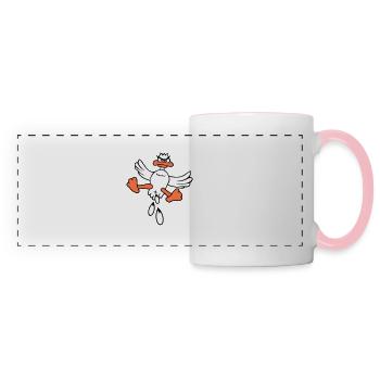 Duck Bird Flying Feces Attack From Above Attack Fun - Panoramic Mug - white/pink - Front
