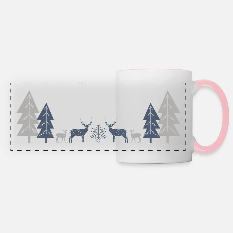 wild deer - Panoramic Mug - white/pink