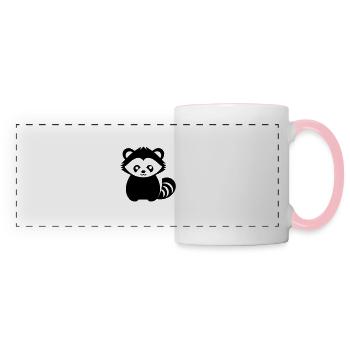 panda roux - Mug panoramique contrasté et blanc - blanc/rose - Devant