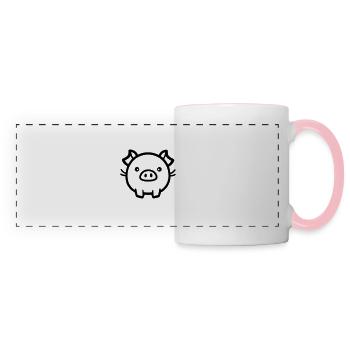 cochon - Mug panoramique contrasté et blanc - blanc/rose - Devant
