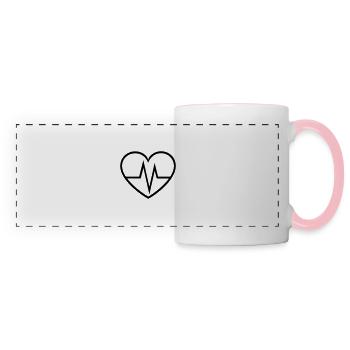 battement de coeur - Mug panoramique contrasté et blanc - blanc/rose - Devant