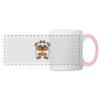 Dog Pug Girl Pretty Bow Woman Female - Panoramic Mug - white/pink - Front