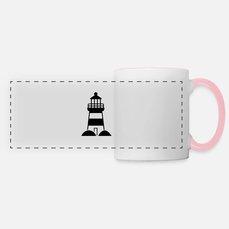 Leuchtturm - Panoramatasse - Weiß/Pink