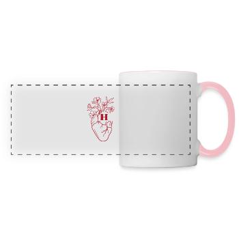 Lettre h cœur anatomie floral noir - Mug panoramique contrasté et blanc - blanc/rose - Devant