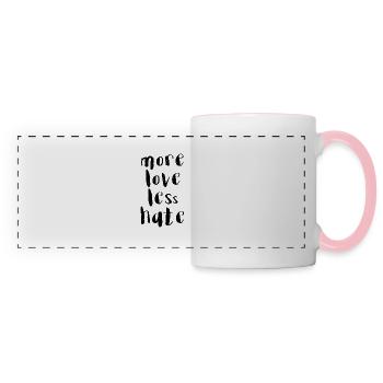 plus d'amour moins de haine aime écrire en anglais - Mug panoramique contrasté et blanc - blanc/rose - Devant