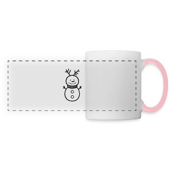 Bonhomme de neige - Mug panoramique contrasté et blanc - blanc/rose - Devant