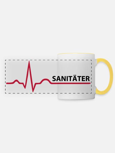 Sanitäter Schrifzug - Panoramatasse - Weiß/Gelb