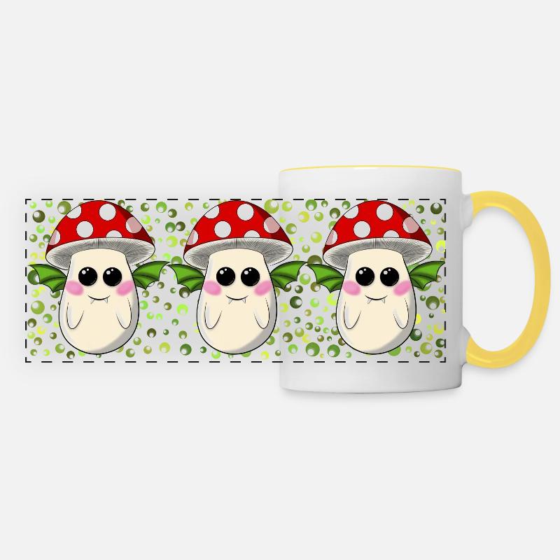 Bat toadstool mug motif - Panoramic Mug - white/yellow