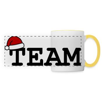 Équipe Chapeau de Noël - Mug panoramique contrasté et blanc - blanc/jaune - Devant