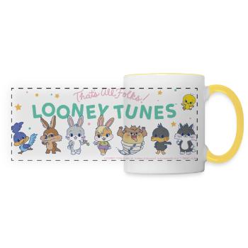 Looney Tunes X Gokko  That's All Folks Schriftzug - Panoramatasse - Weiß/Gelb - Vorne