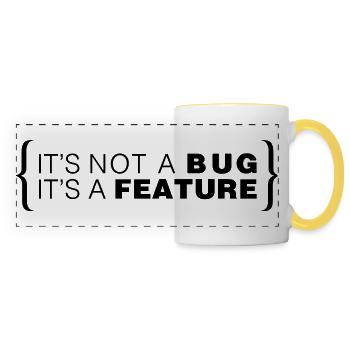 C’est pas un bug. C’est une caractéristique. - Mug panoramique contrasté et blanc - blanc/jaune - Devant