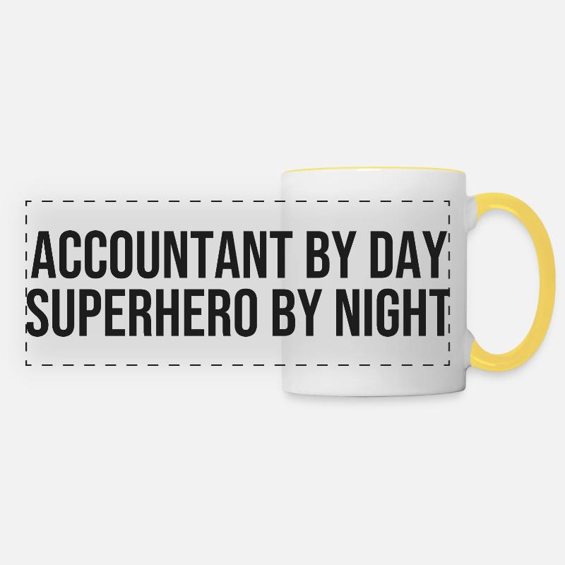 Jour des comptables, Nuit des super-héros - Mug panoramique contrasté et blanc - blanc/jaune