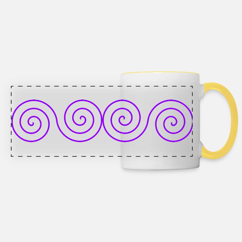 violet spirals - Panoramic Mug - white/yellow