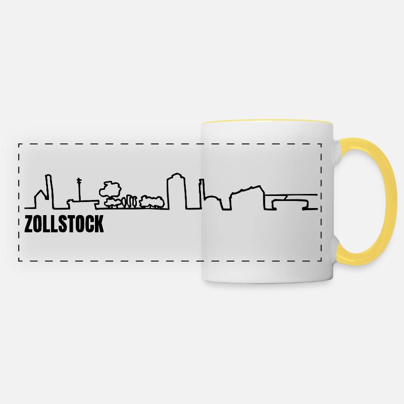 Zollstock_skyline_schwarz_einfach - Panoramic Mug - white/yellow