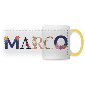 MARCO name decorated with flowers - Panoramic Mug - white/yellow - Front