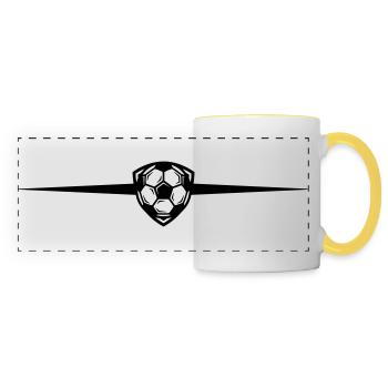 Fussball Symbol Linie - Panoramatasse - Weiß/Gelb - Vorne