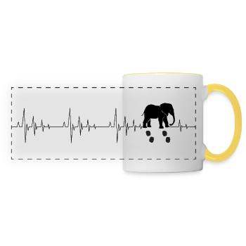 Herzschlag Elefant - Panoramatasse - Weiß/Gelb - Vorne