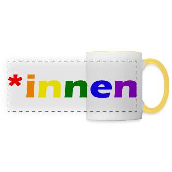 *innen Gendern - Panoramatasse - Weiß/Gelb - Vorne