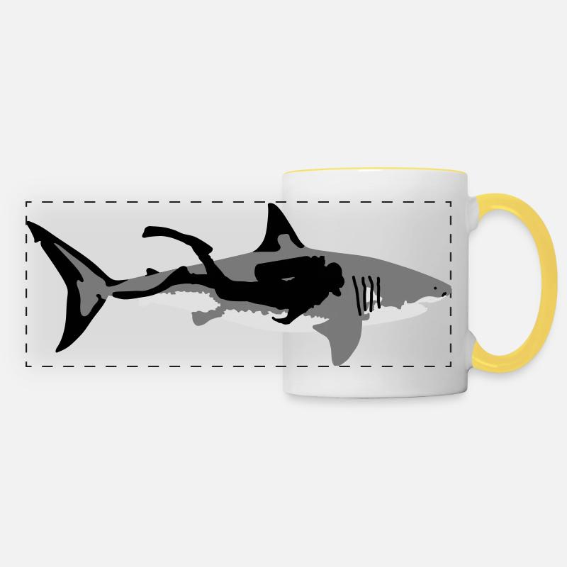 hai_diver - Mug panoramique contrasté et blanc - blanc/jaune