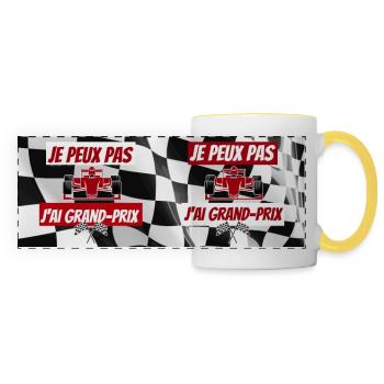 mug voiture -mug panoramique -grand prix - Mug panoramique contrasté et blanc - blanc/jaune - Devant
