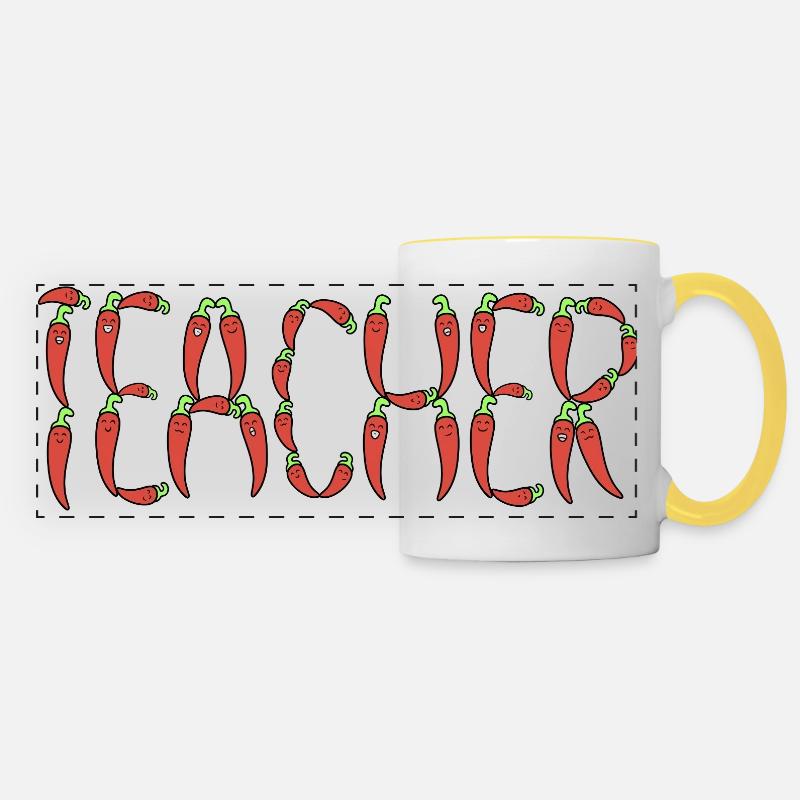 Chili teacher - Panoramic Mug - white/yellow