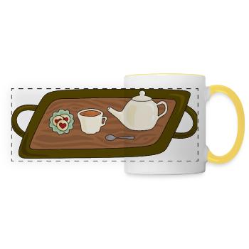 Teezeit-Tablett-Illustration - Panoramatasse - Weiß/Gelb - Vorne
