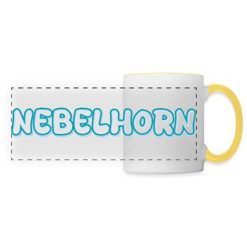 Nebelhorn Schriftzug - Panoramatasse - Weiß/Gelb - Vorne