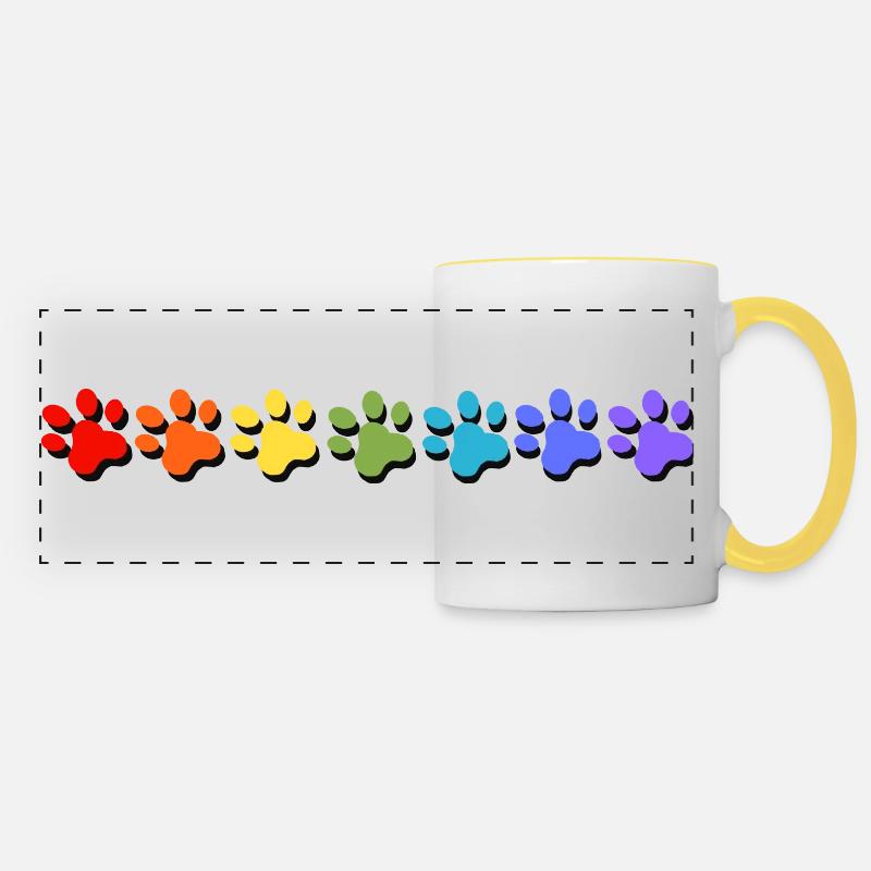 Paw Print Dog Cat Rainbow - Panoramic Mug - white/yellow