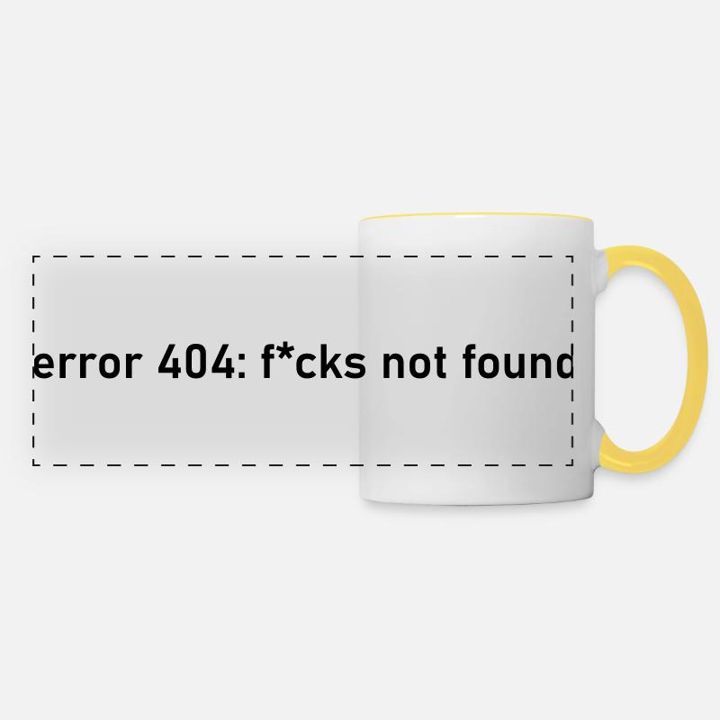 404 error bullshit t-shirt fucks not found - Panoramic Mug - white/yellow