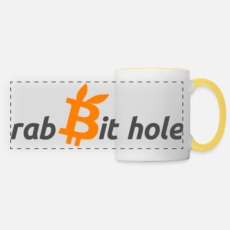 Digital Bitcoin Graph on Dark Blue - Panoramic Mug - white/yellow