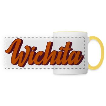 Wichita Retro-Schrift Design - Panoramatasse - Weiß/Gelb - Vorne