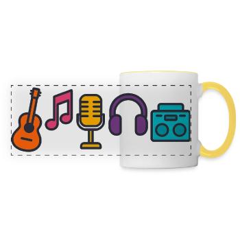 Musique Passion Ondes sonores Cadeau de design - Mug panoramique contrasté et blanc - blanc/jaune - Devant