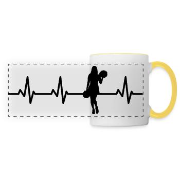 Ligne de cœur de pom-pom girl - Mug panoramique contrasté et blanc - blanc/jaune - Devant