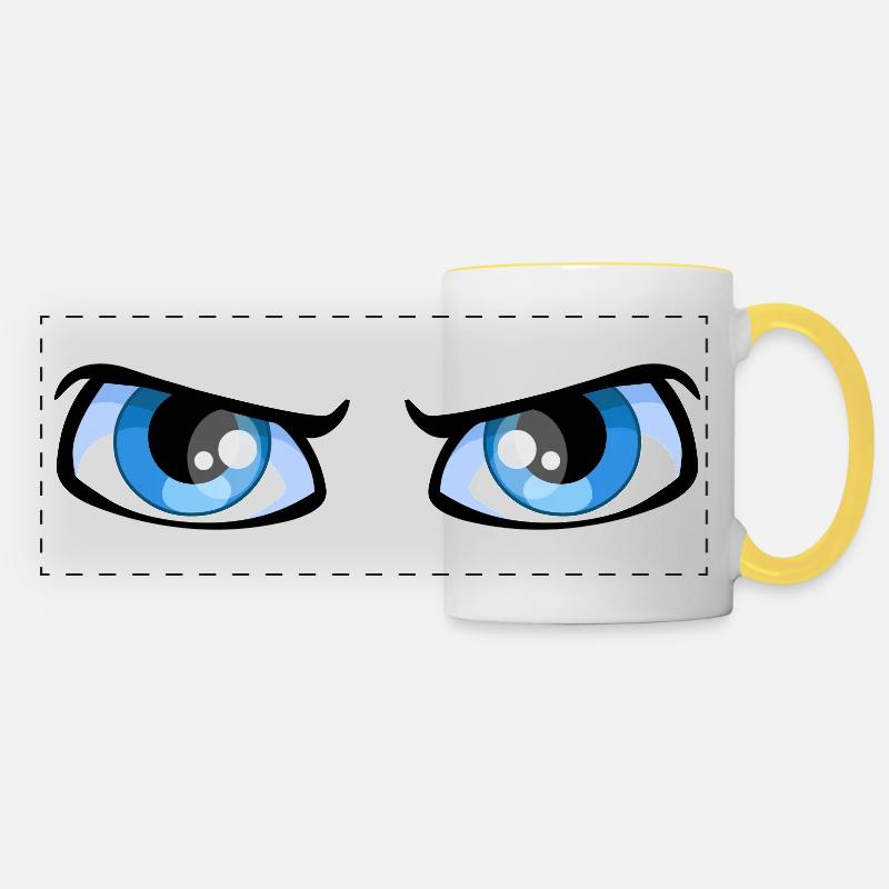 eyes - Panoramic Mug - white/yellow