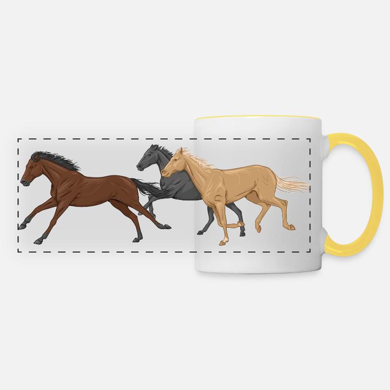 Three Horses - Panoramic Mug - white/yellow