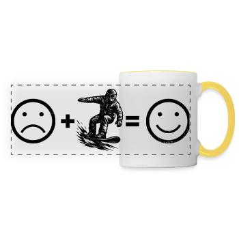 Snowboard Motiv für echte Liebhaber - Panoramatasse - Weiß/Gelb - Vorne