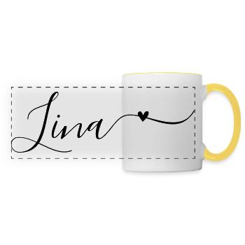 Lina Name Vorname Dekorativ - Panoramatasse - Weiß/Gelb - Vorne