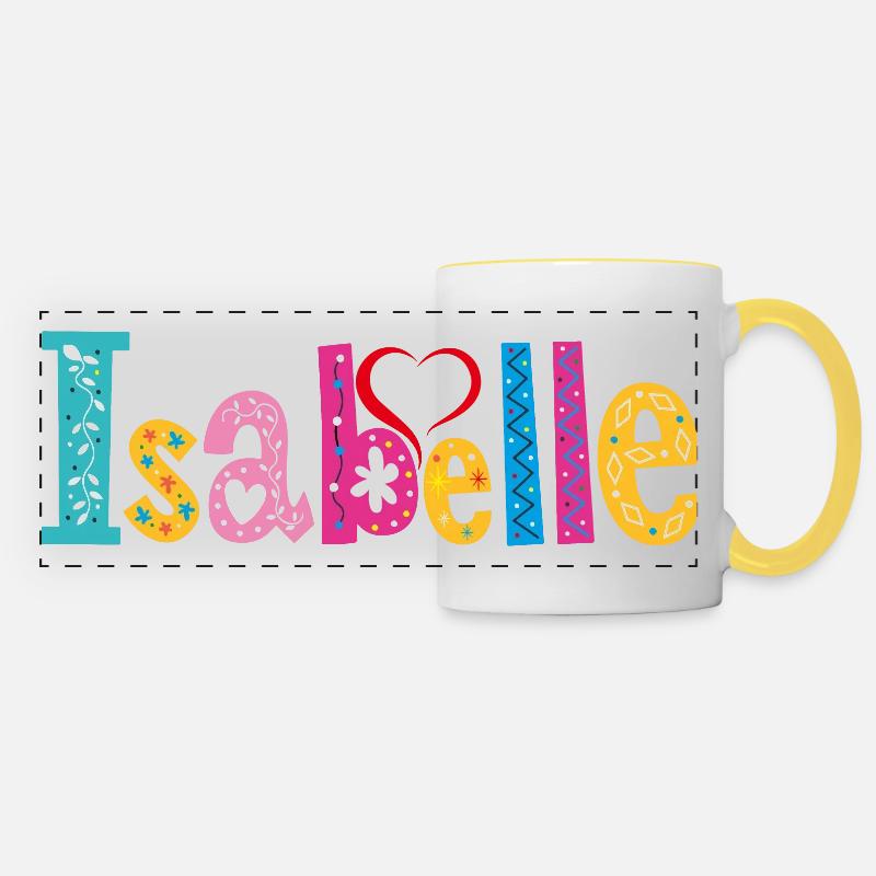 Personalized Isabelle Name - Panoramic Mug - white/yellow