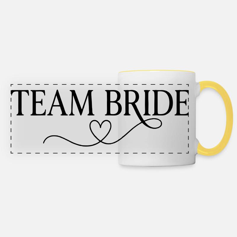 Team Bride Heart Design – Bachelor Party Bride Crew Outfit - Panoramic Mug - white/yellow