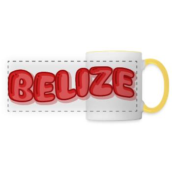 Geschenk für Belize - Panoramatasse - Weiß/Gelb - Vorne
