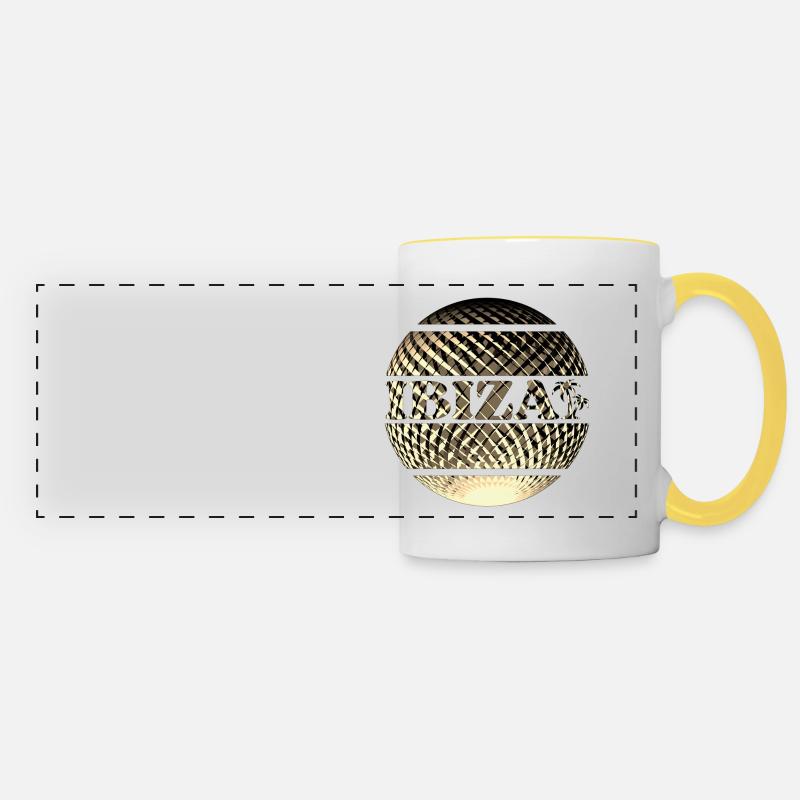 Logo Ibiza en or - Mug panoramique contrasté et blanc - blanc/jaune