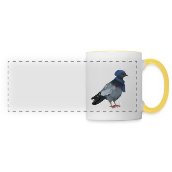 Pigeon - hiver - Mug panoramique contrasté et blanc - blanc/jaune - Devant