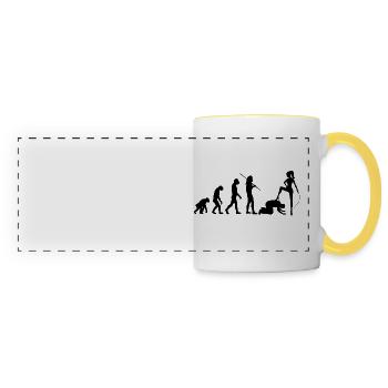 Evolution - Domina und Sklave - Panoramatasse - Weiß/Gelb - Vorne