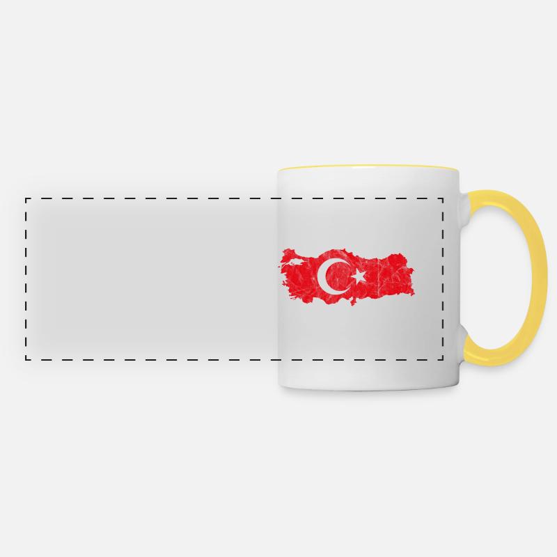 Drapeau turque drapeau turc vacances turques voyage - Mug panoramique contrasté et blanc - blanc/jaune
