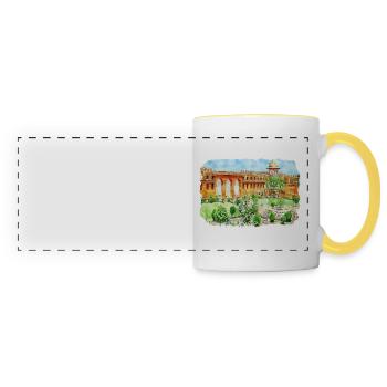Jaipur Inde Aquarelle Esquisse Peinture Dessinée - Mug panoramique contrasté et blanc - blanc/jaune - Devant