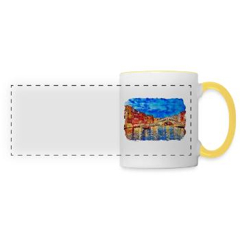 Florence Italie Aquarelle Esquisse Peinture Dessinée - Mug panoramique contrasté et blanc - blanc/jaune - Devant