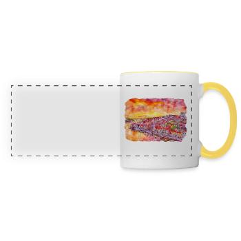Lisbonne Portugal Aquarelle Esquisse Peinture Dessinée - Mug panoramique contrasté et blanc - blanc/jaune - Devant